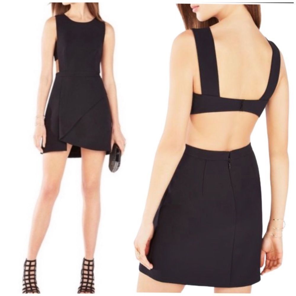 BCBGMaxAzria Black Sleeveless Cutout Back Mini Dress